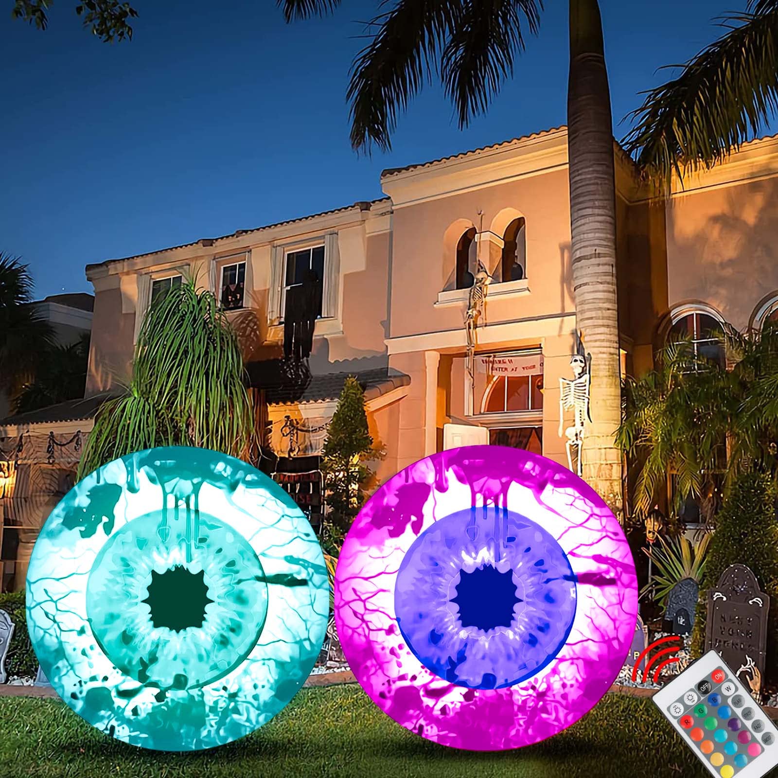 Halloween Inflatable Eyeball Decoration Led Lights Up Bloodshot Eyeball Explosion Halloween Party Garden Decoration