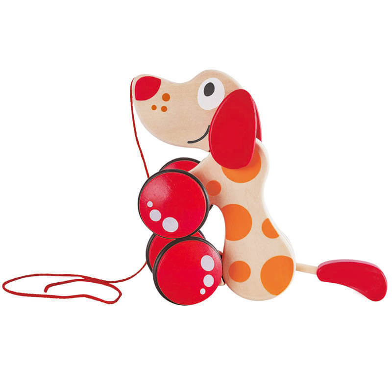 Walking Dog Toy Wooden Walk-A-Long Animal Drag Toys For Kids