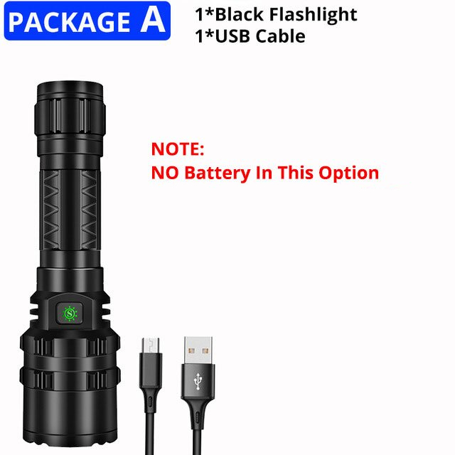 Brightest Flashlight High Bright Power Flashlight Aluminum  Hunting Waterproof LED Flashlight