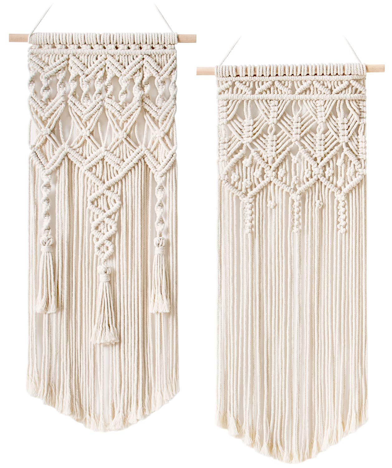 2 Piece Lace Woven Wall Hanging Boho Home Art Decor - Beautiful Room Decor, 28"L x 13"W