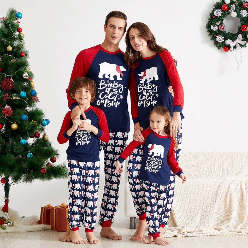 Polar Bear Print Christmas Family Matching Pajamas Two Pieces Pjs Sets