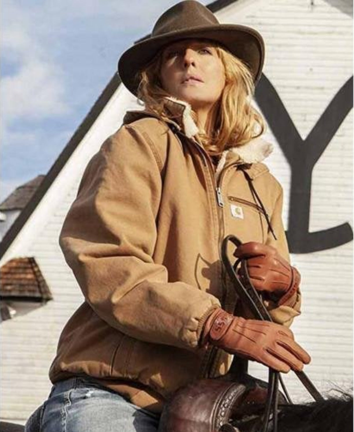 Yellowstone Kelly Reilly Brown Cotton Bomber Jacket