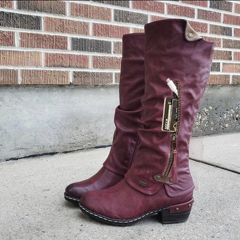 European And American Casual Thick-heeled High-tube Female Knight Boots