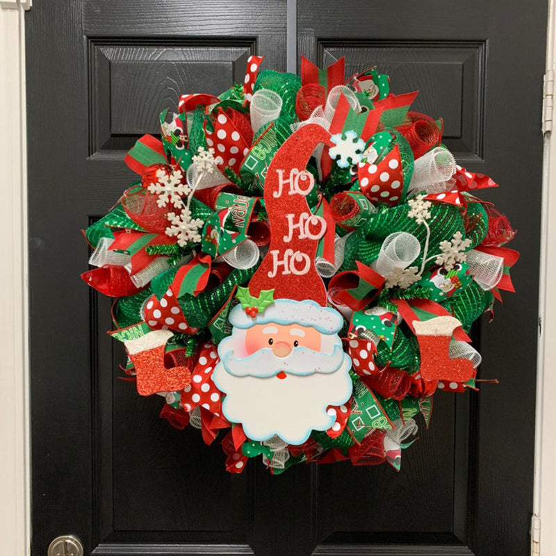 Green Mesh Christmas Wreath-HoHoHo Wreath Winter Wreath