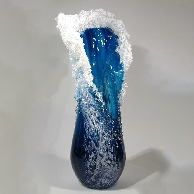 Majestic-Wavy Vase Modern Ocean Blue Flower Vases Decorations Flower Pot Vase