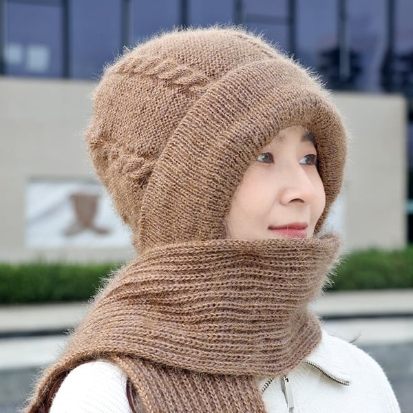 Women Integrated Ear Protection Windproof Cap Scarf