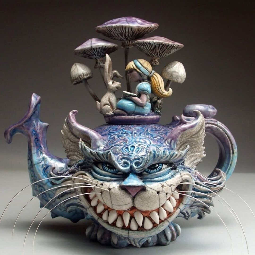 Handmade Art Cat Teapot Water Bottles Resin Decoration Teapots Devil Cats Creative Home Desktop Decoration