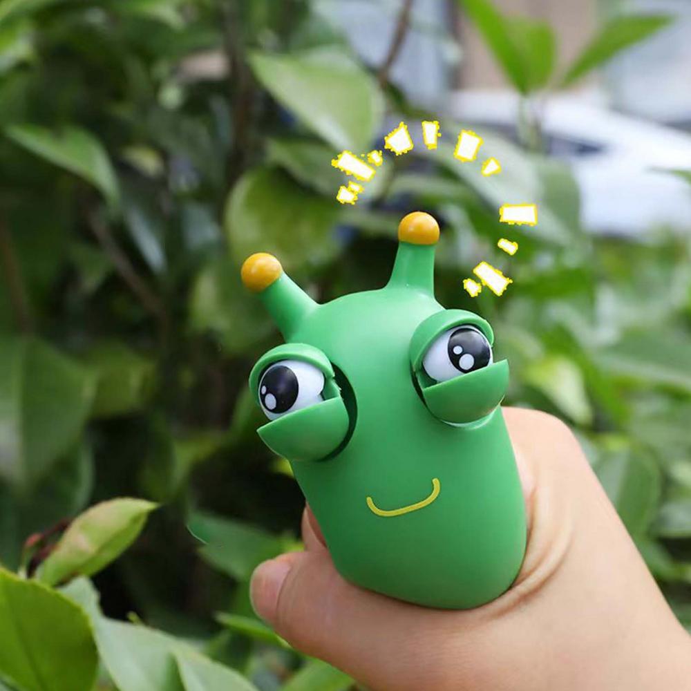 Green Eye Popping Worm Squeeze Toy Stress Reliever