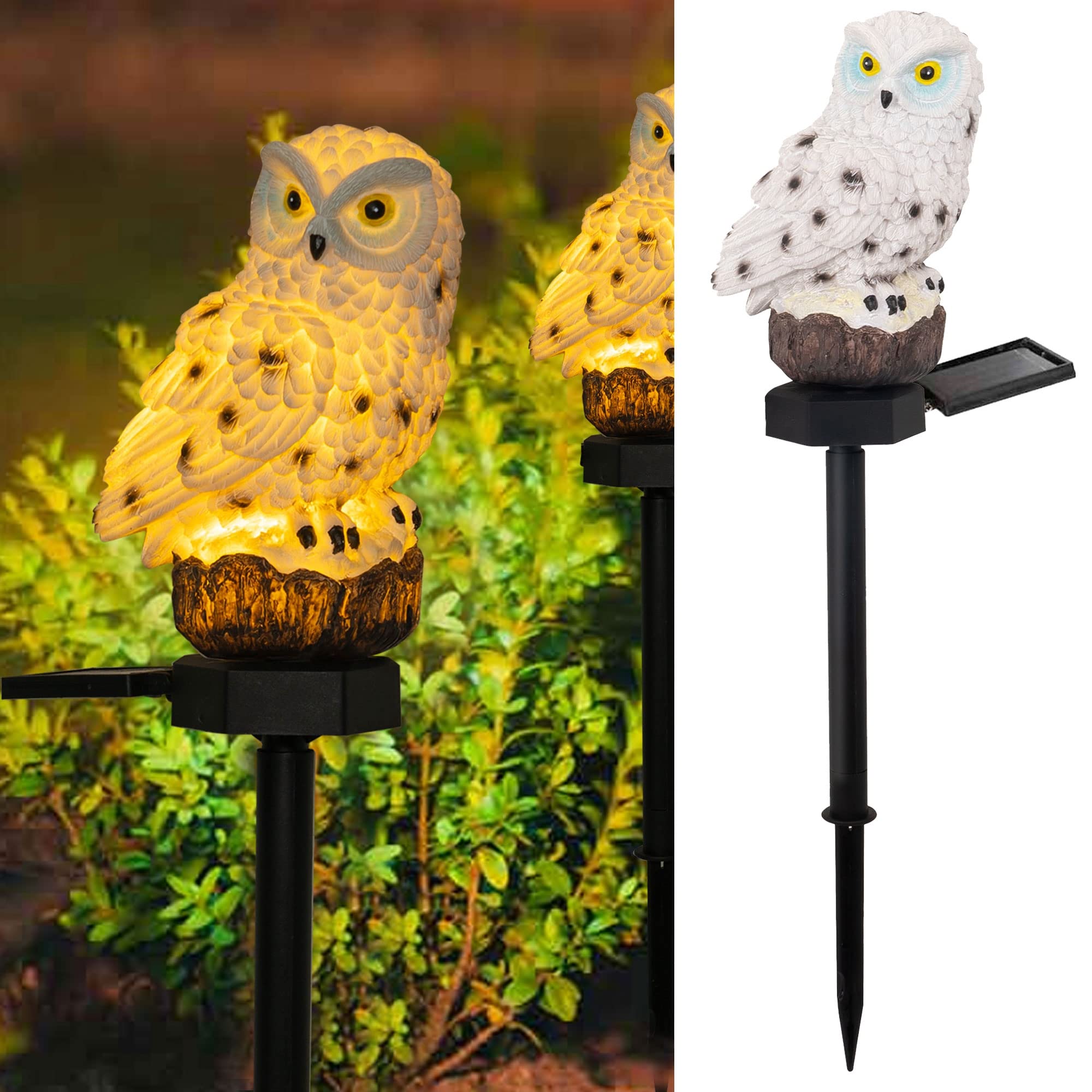 Owl Figure Solar LED Light Resin Garden Waterproof Decorative Strip Pile, Garden Lawn Decoration