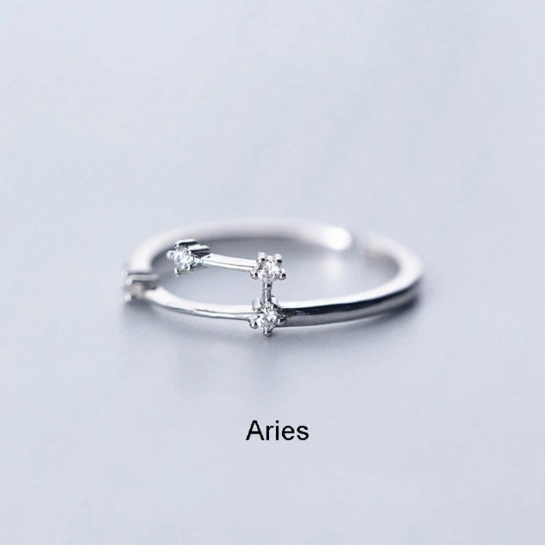 Adjustable Sterling Silver S925 Zodic Constellation Rings