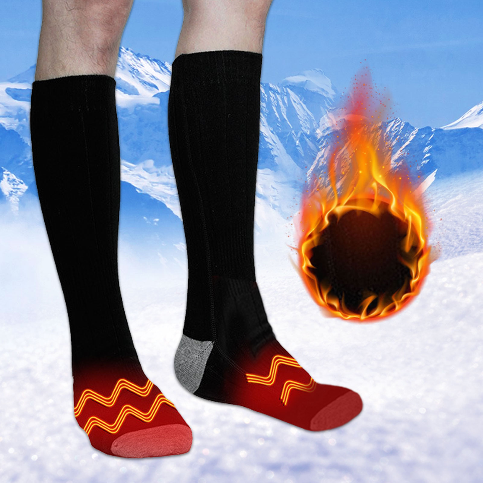 Heated Electric Thermal Socks, Battery Powered, Winter Foot Warmers for Men and Women, Warm Toes
