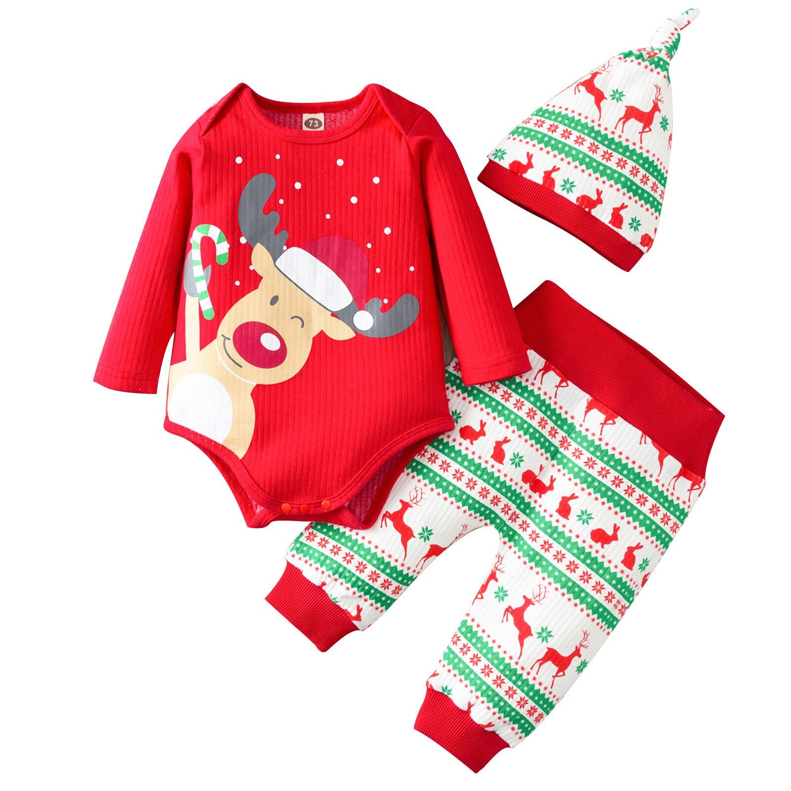 Boys Girls Christmas Romper Infant Baby Long Sleeves Outfit Clothes Bodysuit