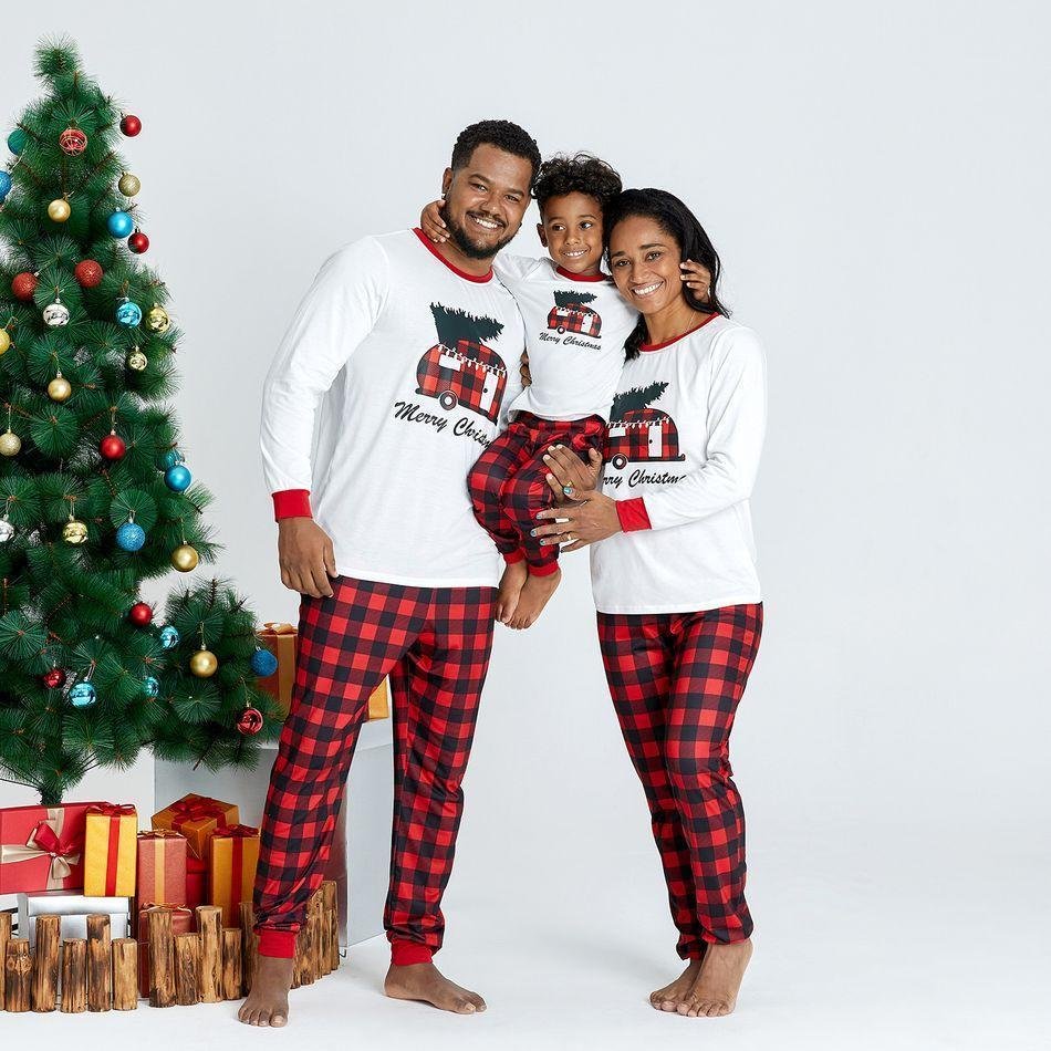 Plus Size Family Matching Plaid Car Carry Christmas Tree Pajamas Sets