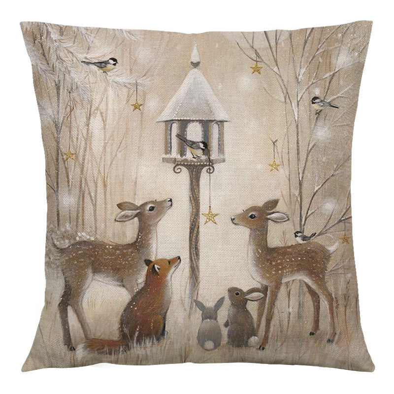 Nordic Soft Linen Pillowcases with Animal Motifs