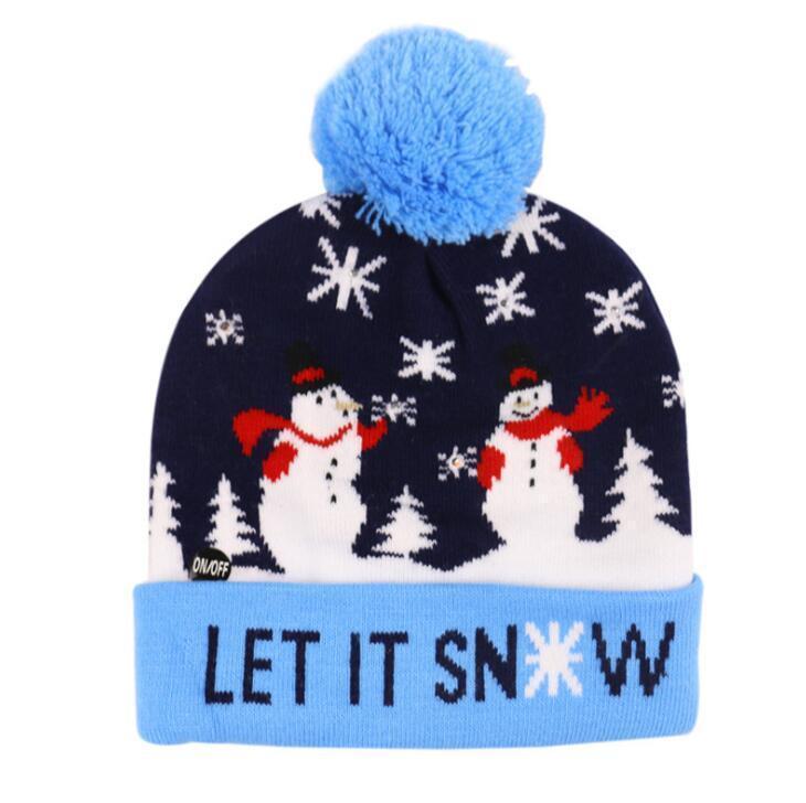 022 New Year LED Knitted Christmas Hat Beanie Light Up Illuminate Warm Hat