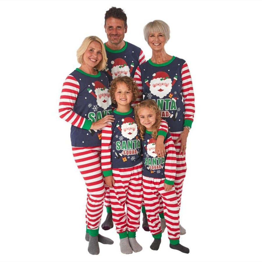 Christmas Matching Family Two Pieces Union Pajamas Letter Printed Red Stripes