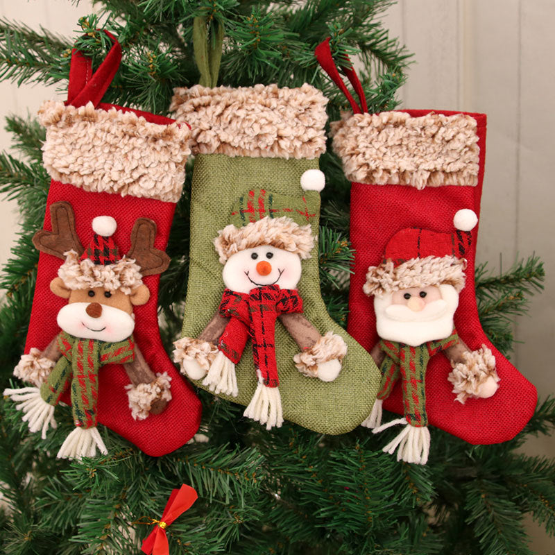 3D Christmas Stockings Candy Gifts Bag Hanging Ornaments Christmas Decoration