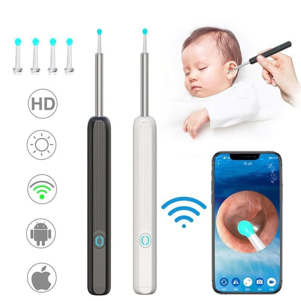 Clean Earwax-Wi-Fi Visible Wax Removal Spoon USB 1080P HD Load Otoscope With Medical Special Tweezers