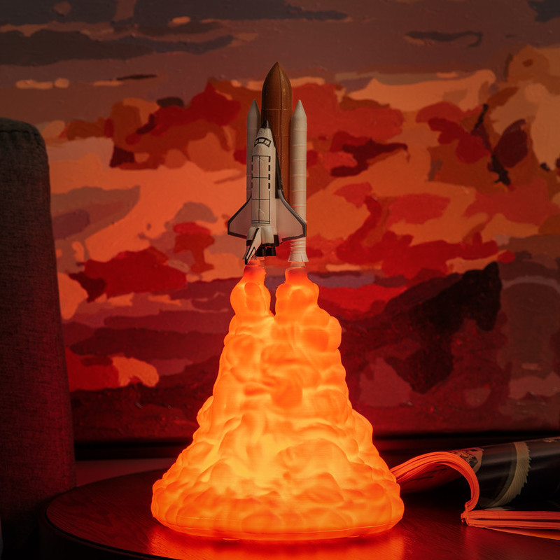 Space Shuttle Rocket Night Light LED Table Lamp By 3D Print Bedroom Living Room