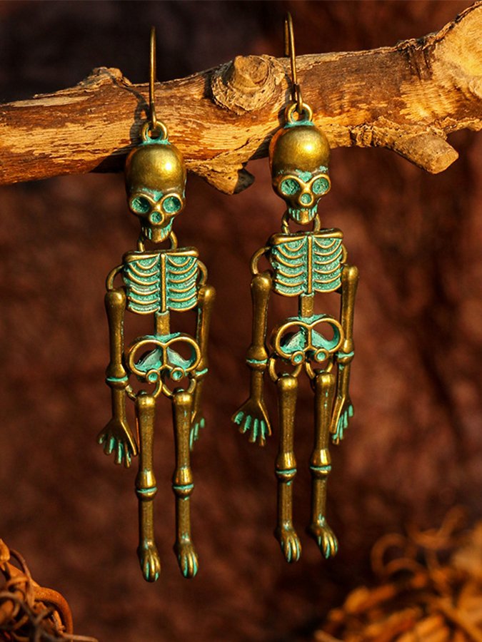 Halloween Drop Earrings Skull Skeleton Ear Drop Festival Themed Alloy Dark Punk Ear Jewelry