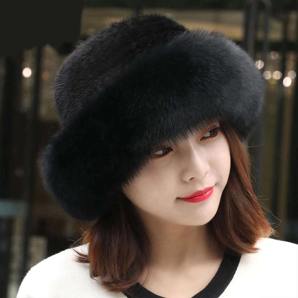 Faux Fur Trimmed Winter Fashion Hat for Women Fashionable Outdoor Warm Hats