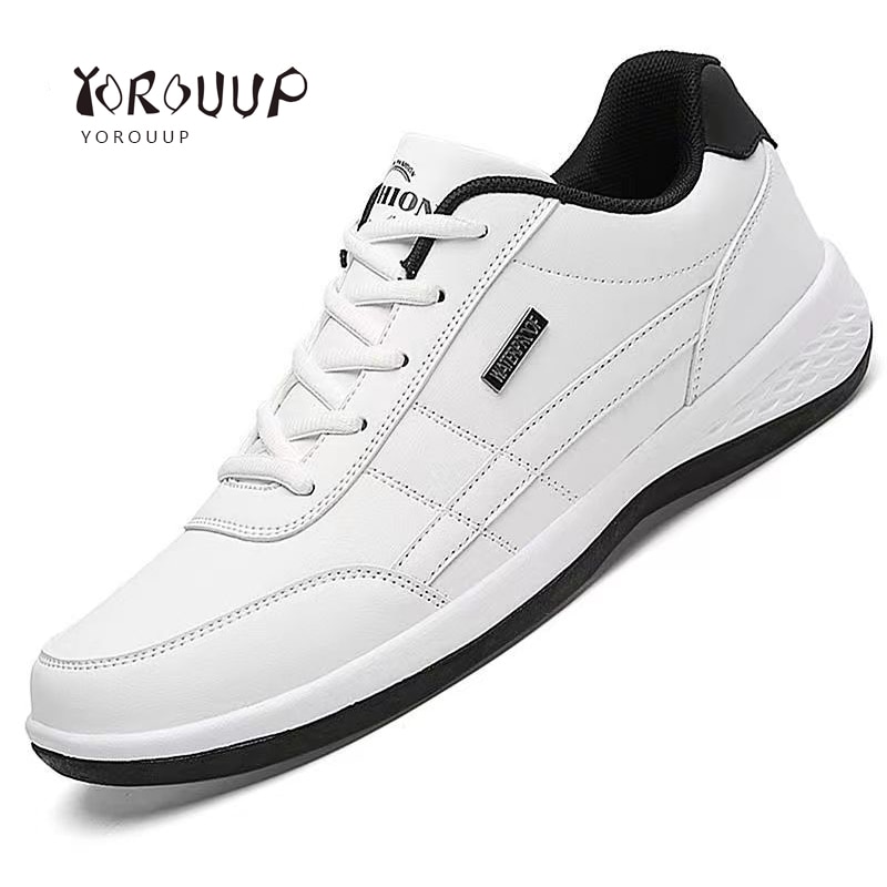 Men Shoes High Quality Male Sneakers Leather White Comfortable Walking Plus Size Footwear Fashion Sneakers Men Non-slip Shoes