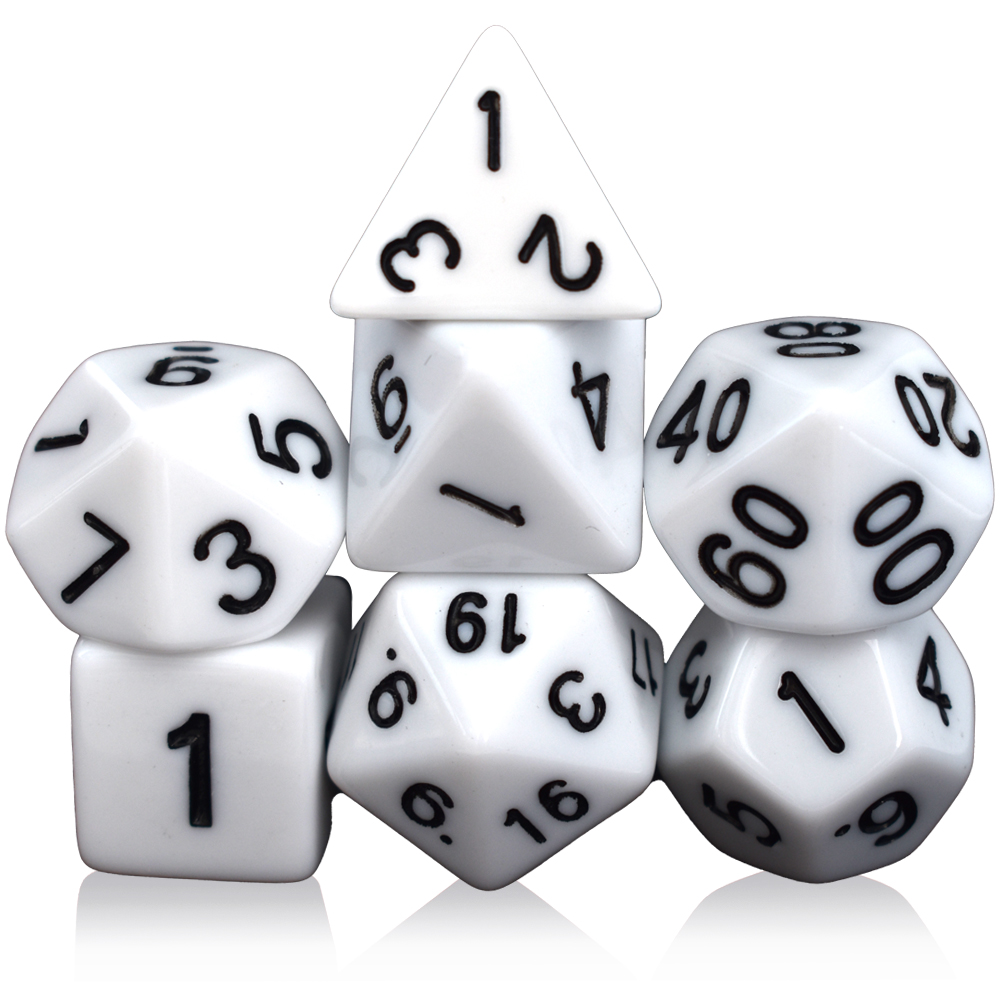 Monochrome Acrylic White Dice Set