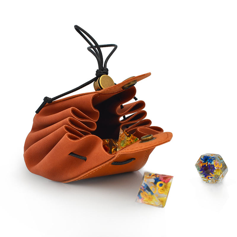 2-in-1 Drawstring Leather Dice Bag & Dice Tray