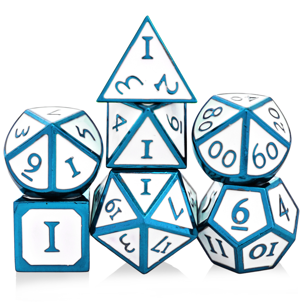 Roman Letter Electrophoresis Blue White Metal Dice