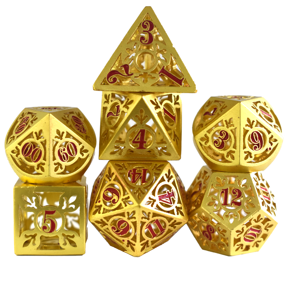 Electroplated Hollow Gold Red Metal Dice
