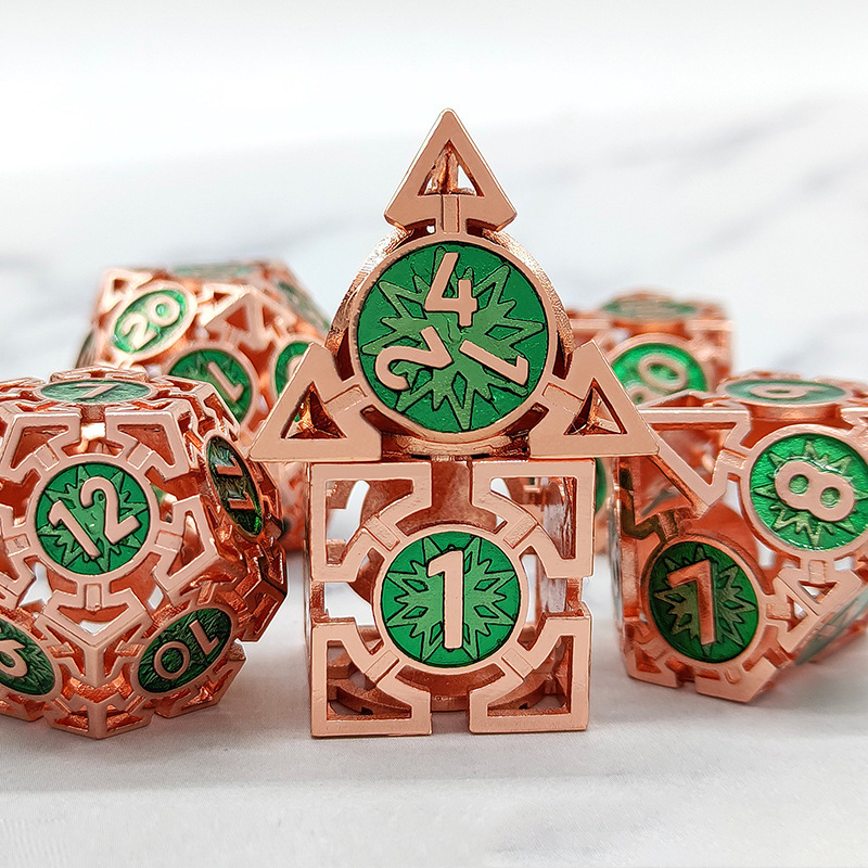 Rose gold with green around the numbers
