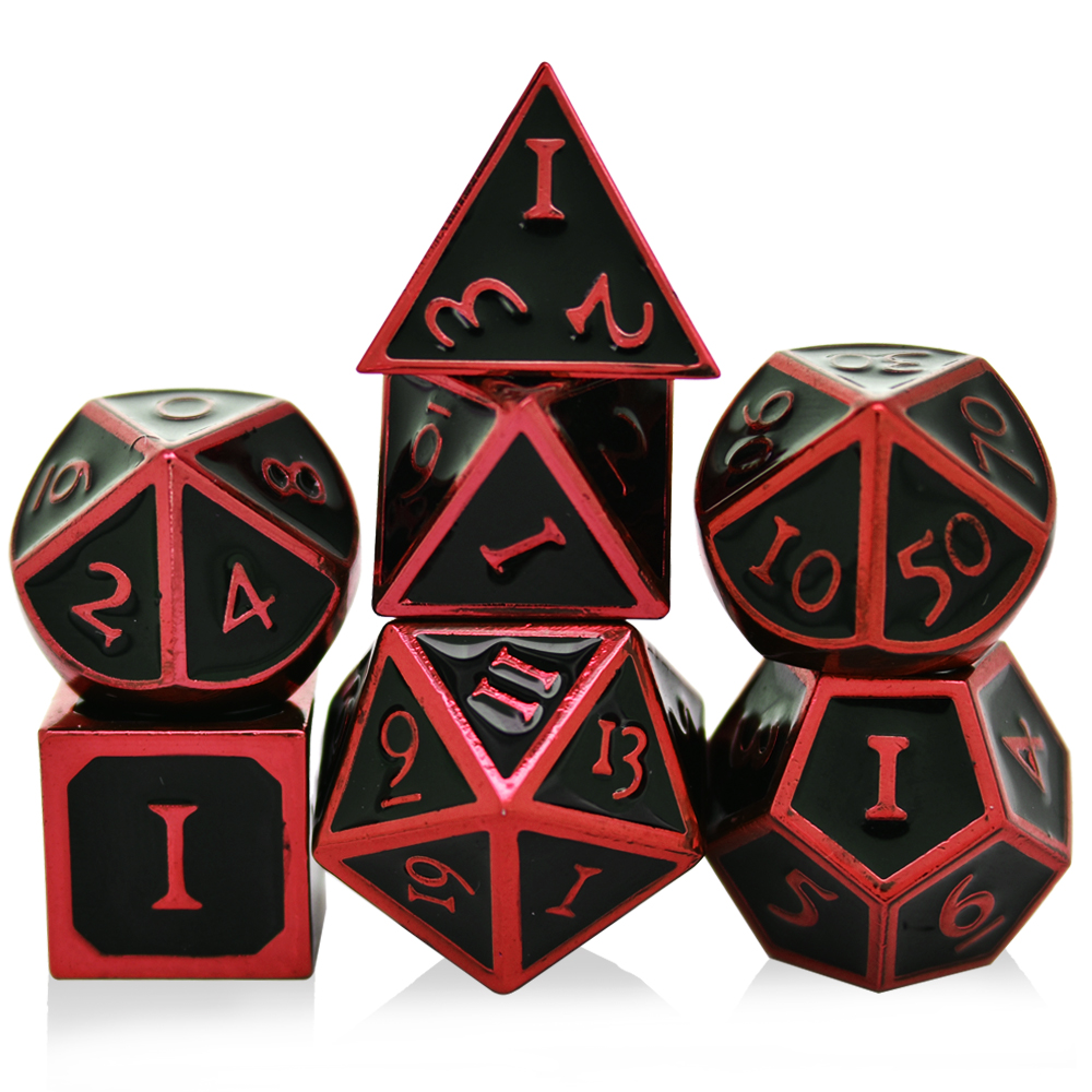 Roman Character Electrophoresis Red Black Metal Dice