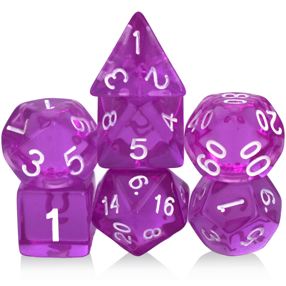 Clear Acrylic Purple Dice Set