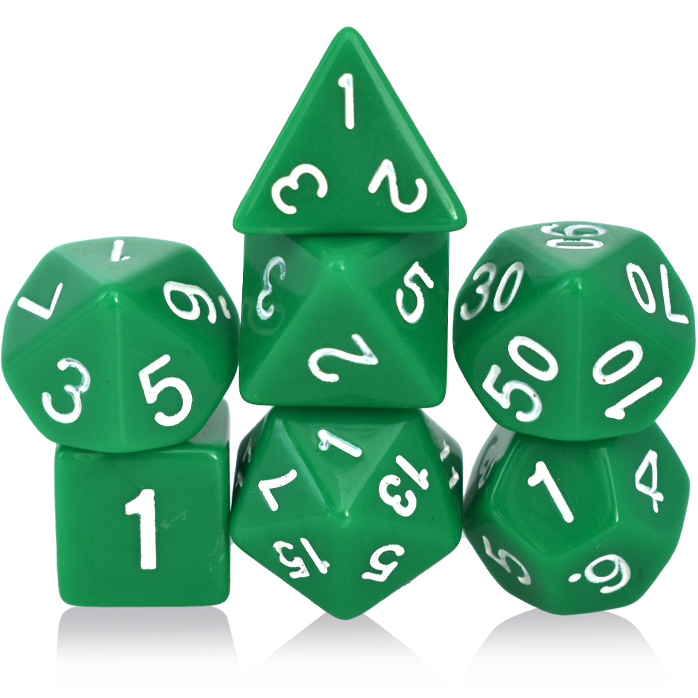 Monochrome Acrylic Green Dice Set