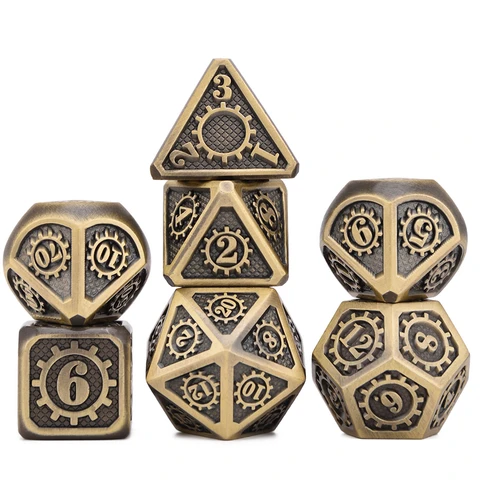 Gear Antique Bronze Metal Dice