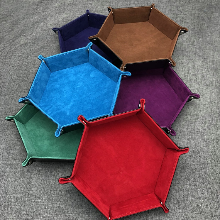 Hexagon Leather Dice Tray