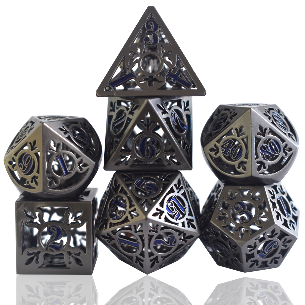 Electroplated Hollow Black Blue Metal Dice