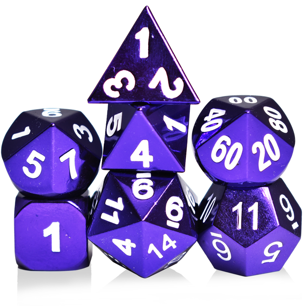 Painted Electrophoresis Purple White Metal Dice