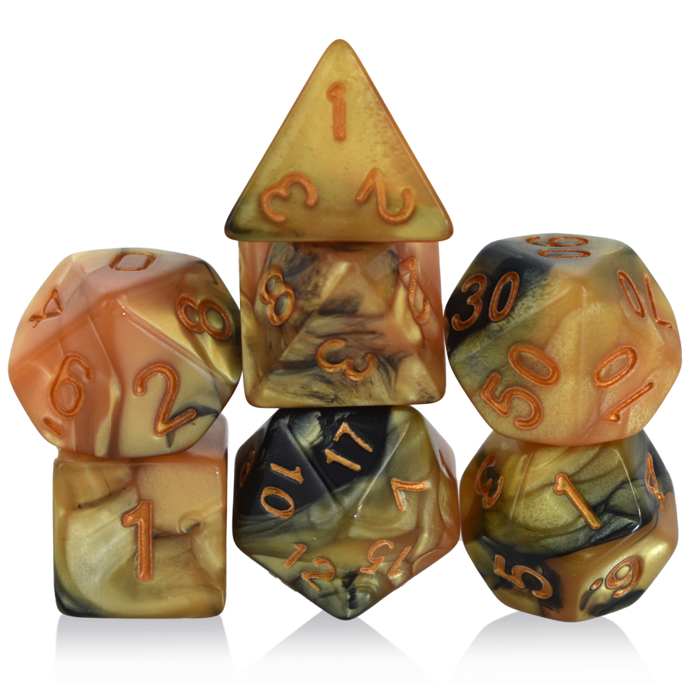 Acrylic Two-Color Black And Yellow Dice Set