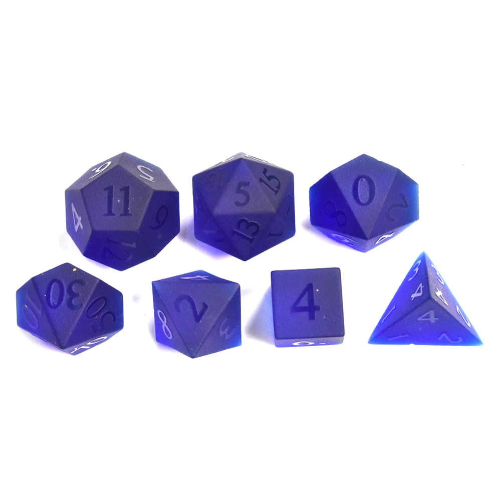 Sandblasting blue glass Dice