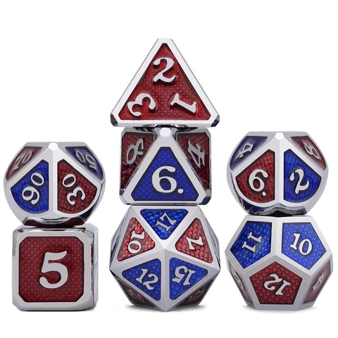 Snake Pattern Electroplated Silver Blue Red Metal Dice
