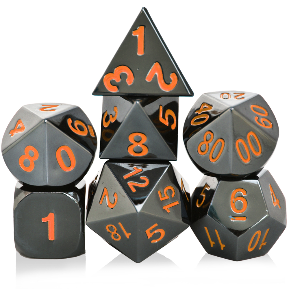 Painted Electroplating Black Orange Metal Dice