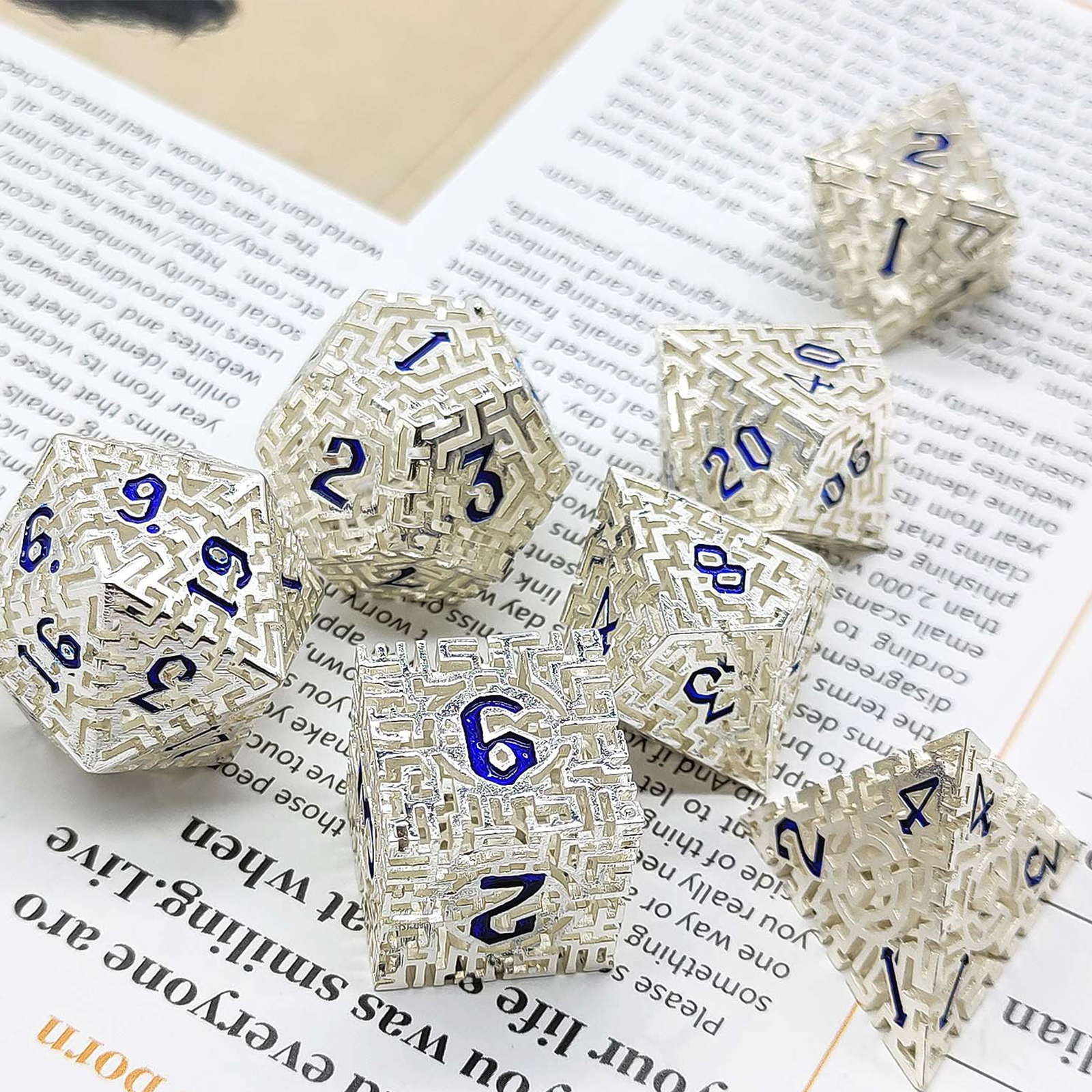 Silver filled with blue numbers