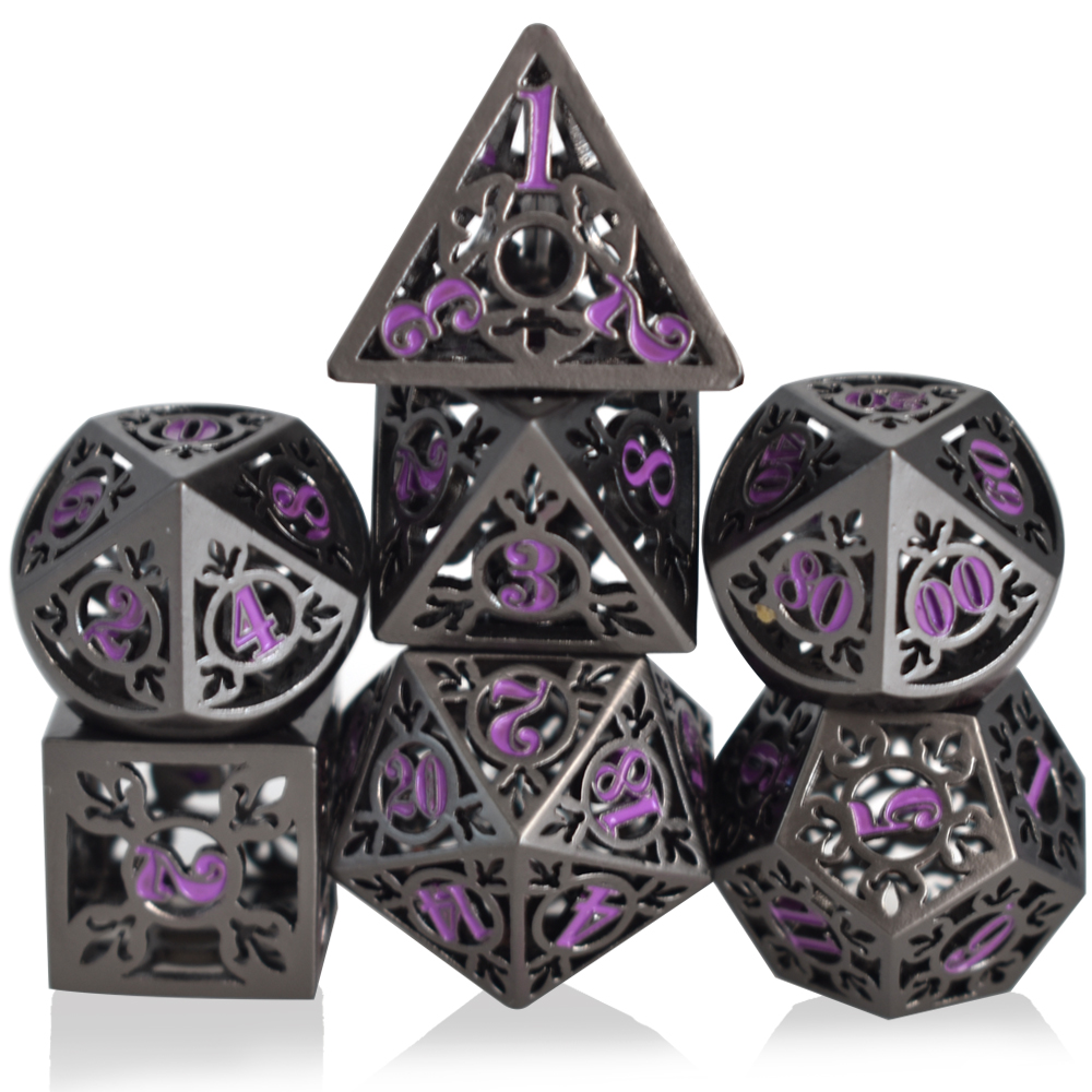 Electroplated Hollow Black Purple Metal Dice