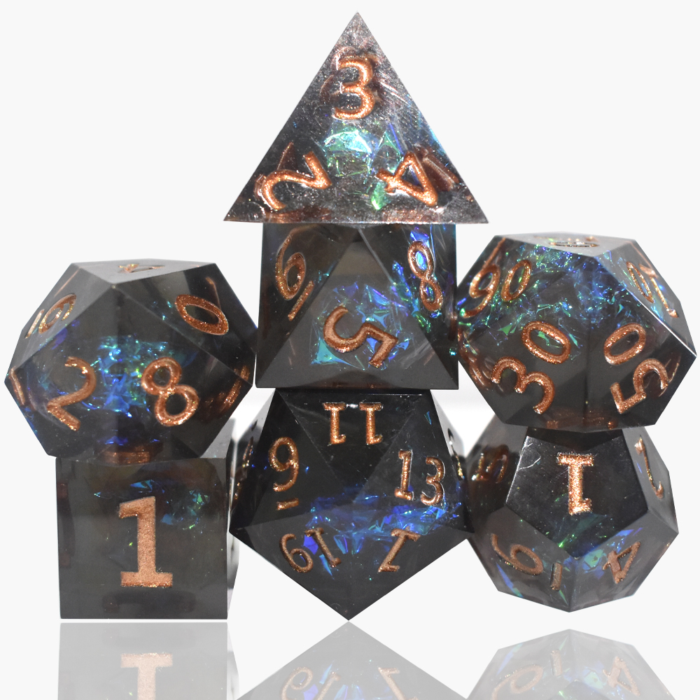 Black Gold Foil Resin Dice