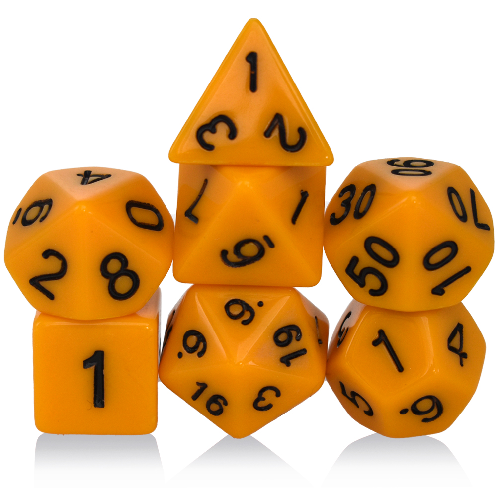 Monochrome Acrylic Yellow Dice Set