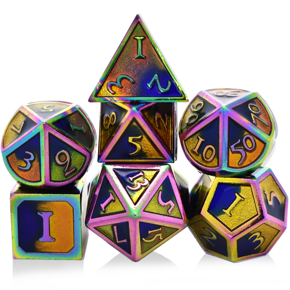 Roman Character Electroplating Colorful Two-Color Blue-Yellow Metal Dice