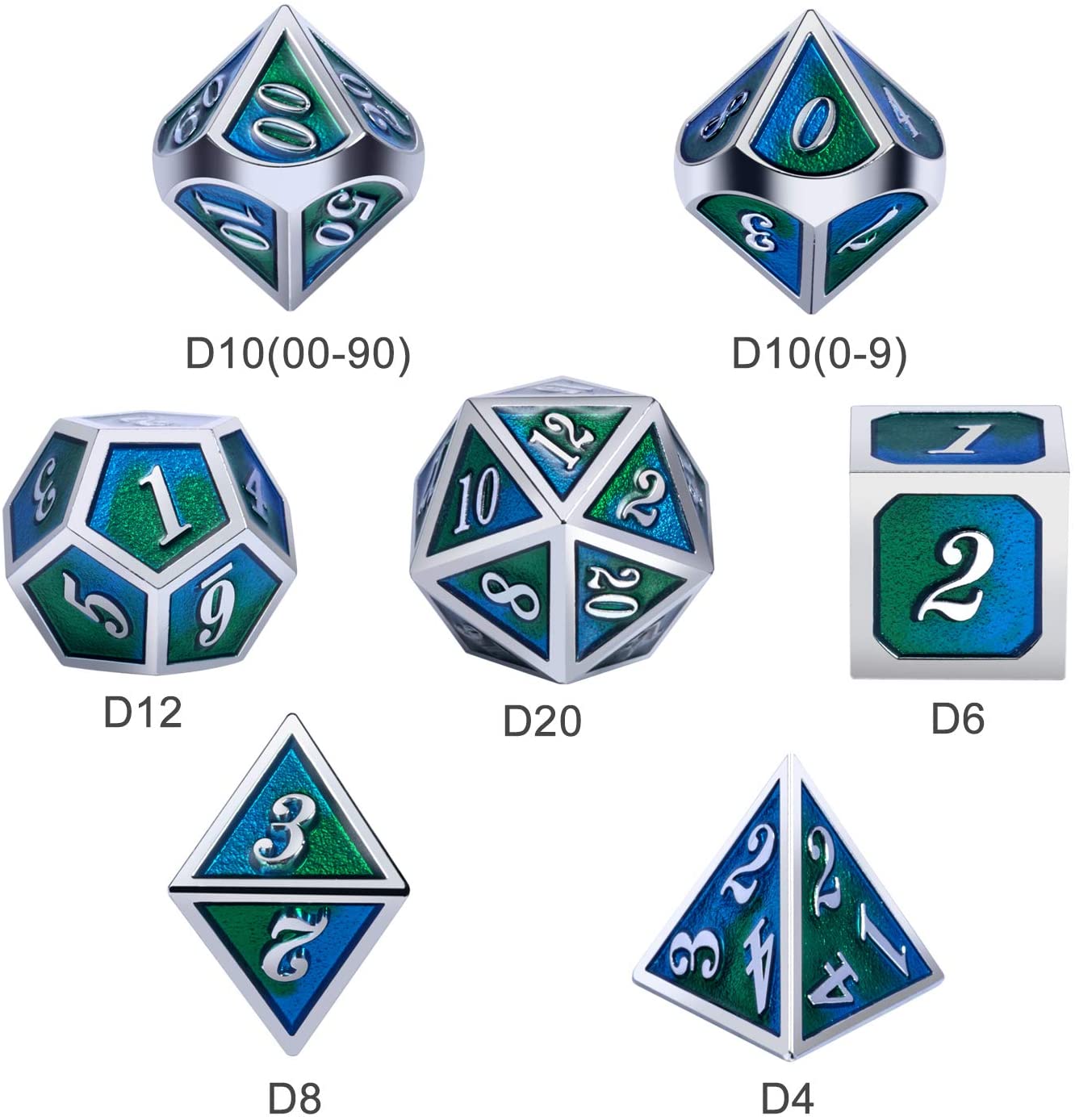 Silver with blue and green around the numbers