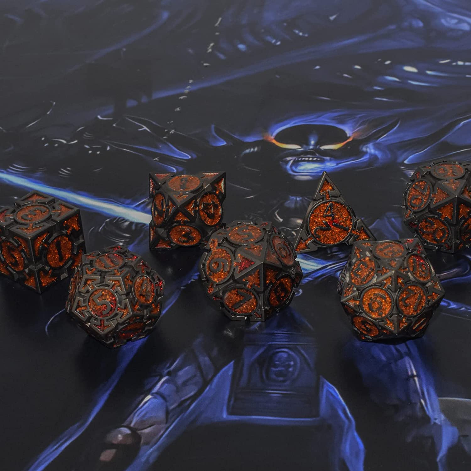 Black with yellow powder around the numbers