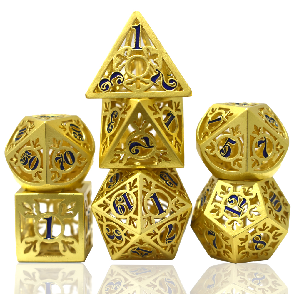 Electroplated Openwork Gold Blue Metal Dice